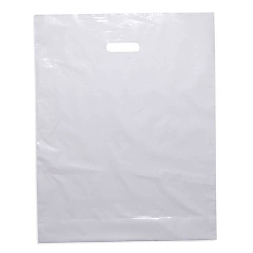 Extra Large White Plastic Die Cut Bag 530 x 415 + 100 | QIS Packaging
