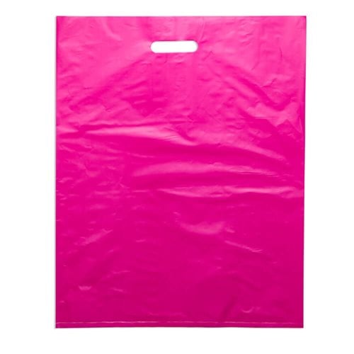 Large Pink Plastic Carry Bags 415x530mm (Qty:100)