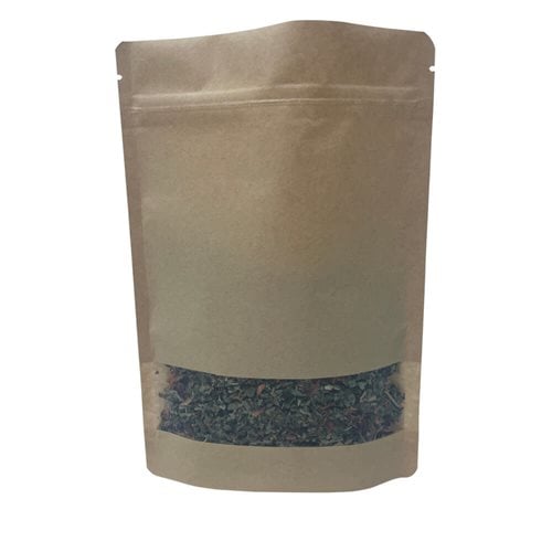 Slimline Kraft Paper Pouch Bags with Window 160x230mm & 45mm Bottom Gusset (Qty:100)
