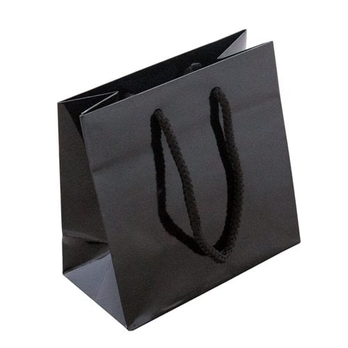 Black Rope Handle Gloss Bags 165x165mm (Qty:50)