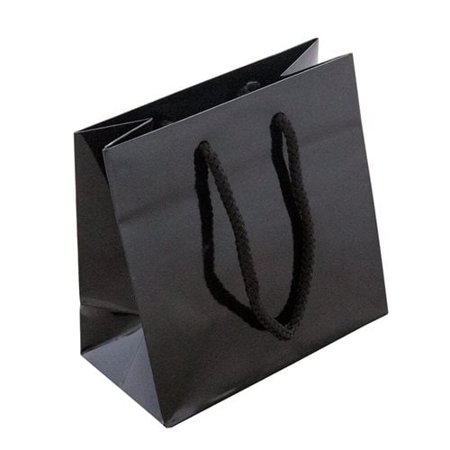 Black Rope Handle Gloss Bags 165x165mm (Qty:200)