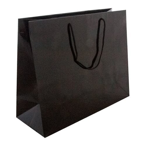 Black Boutique Rope Handle Gloss Bags 405x330mm (Qty:50)