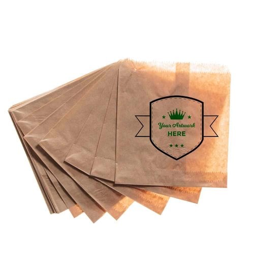 Large Printed Flat Brown Paper Bags - Square 355mm x 240mm 2 Colours 1 Side