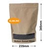 Slimline Kraft Paper Pouch Bags with Window 235x345mm & 60mm Bottom Gusset (Qty:100)
