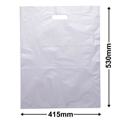 Large White Plastic Carry Bag 530 x 415 Pack of 100 QIS Packaging