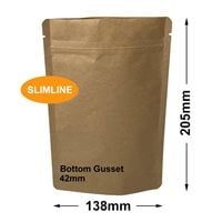 Stand-Up Resealable Kraft Paper Pouch Bags 138x205mm (Qty:100)