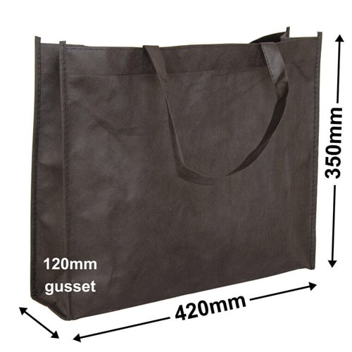 Reusable Eco Bags BLACK Non Woven Fabric Bag 420 x 350 QIS Packaging