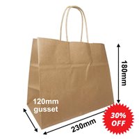 Boutique Brown Paper Carry Bags 230x180mm (Qty: 500)