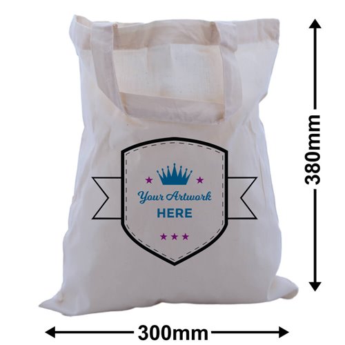 Custom Printed Calico Bags with Two Handles 3 Colours 2 Sides 380x300mm - dimensions