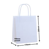 White Paper Carry Bags 180x200mm (Qty:500)