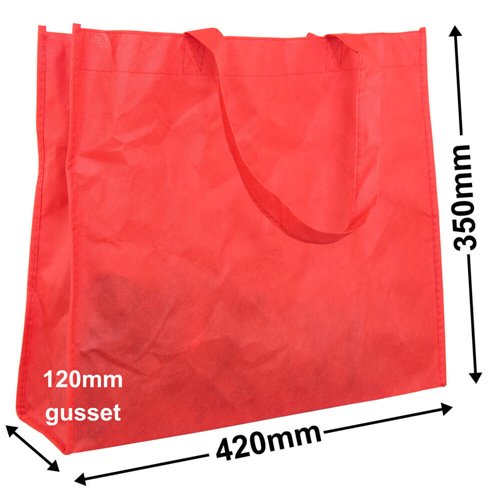 Red Reusable NWPP Carry Bags 350x420mm (Qty:50) - dimensions