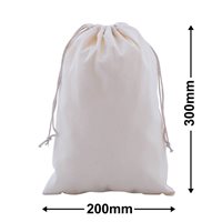 Drawstring Calico Bags 300x200mm | Natural Calico (Qty:50)