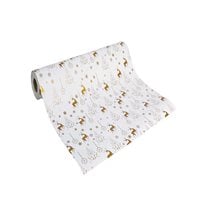 White Xmas Wrapping Paper with Print Gold Dancing Deers (Length: 60M)