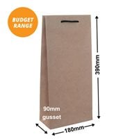 Budget Kraft Paper Double Wine Bottle Bags 180x390mm (Qty:100)