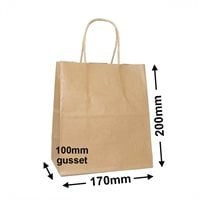 Brown Paper Carry Bags 170x200mm (Qty:500)