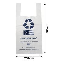 QLD Compliant Medium White Singlet Checkout Bags 250x500mm (Qty:1000)