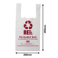 QLD Compliant Small White Singlet Checkout Bags 200x400mm (Qty:1500)