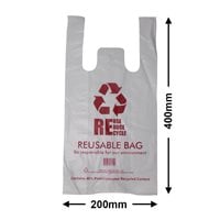 QLD Compliant Small White Singlet Checkout Bags 200x400mm (Qty:1500)