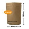 Slimline Kraft Paper Pouch Bags 160x230mm & 45mm Bottom Gusset (Qty:100)