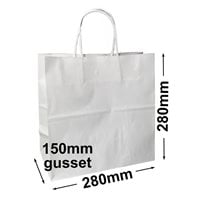 White Takeaway Paper Carry Bags 280x280mm (Qty:250)