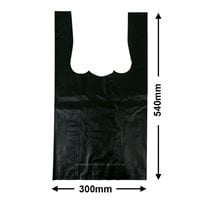 QLD Compliant Large Black Singlet Checkout Bags 300x540mm (Qty:500)