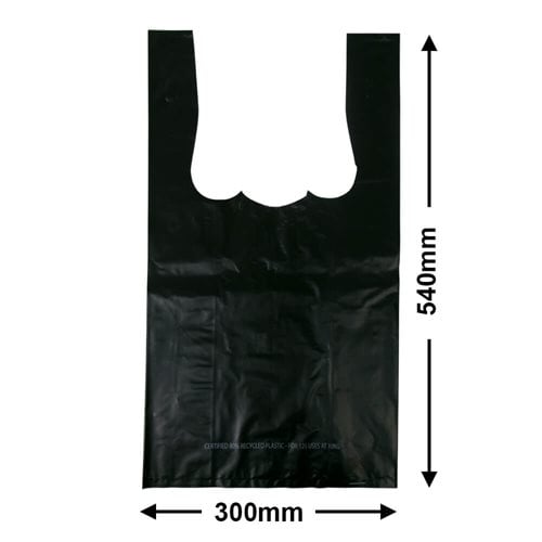 QLD Compliant Large Black Singlet Checkout Bags 300x540mm (Qty:500) - dimensions