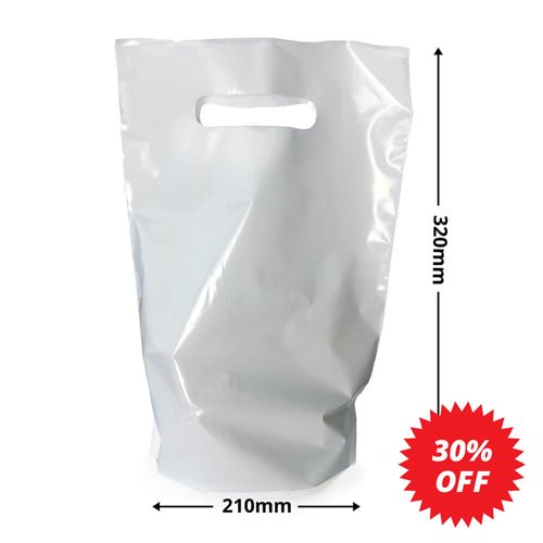 Small white plastic clearance bags