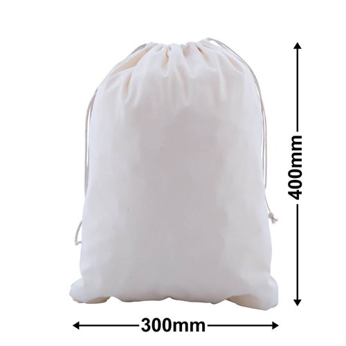 Drawstring Calico Bags - 400mm x 300mm