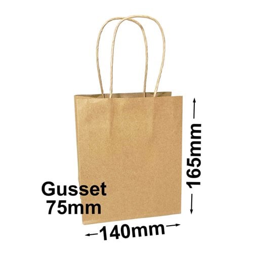 Runt Brown Kraft Paper Gift Bag 165x145mm (Qty:50) - dimensions