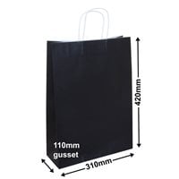 A3 Black Paper Carry Bags 310x420mm (Qty:250)