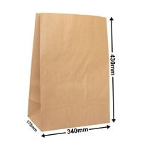 Brown Paper Grocery Bags Size 5 340x430mm & 175mm Gusset (Qty:250)