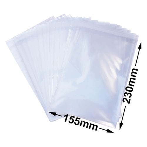 BOPP Peel & Seal Bags + Tape 230x155mm 35µm (Qty:1000) - dimensions