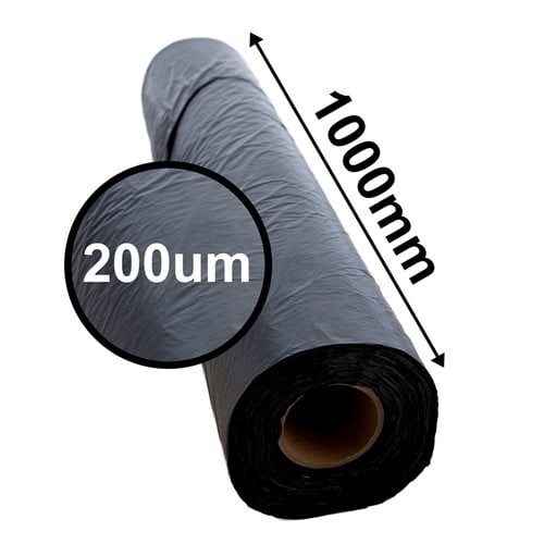 Builders Film Centrefold Roll - Black - 200µm - 1m opening to 2m - dimensions